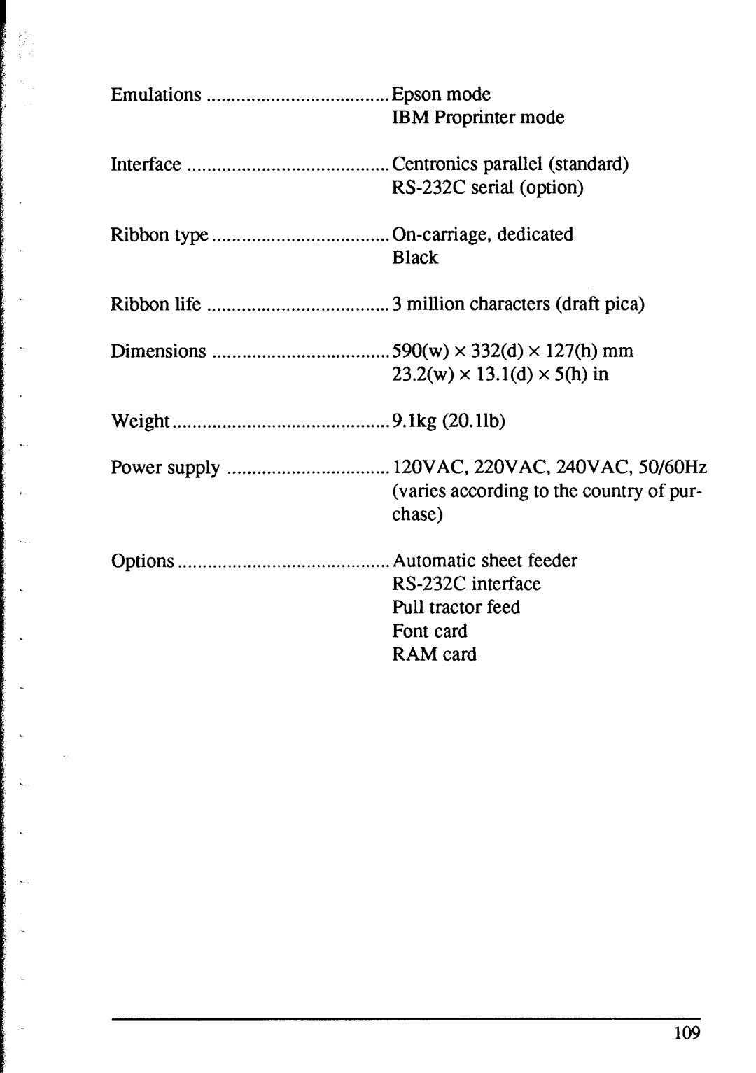 Star Micronics NX-2415 user manual Font card RAM card 109 