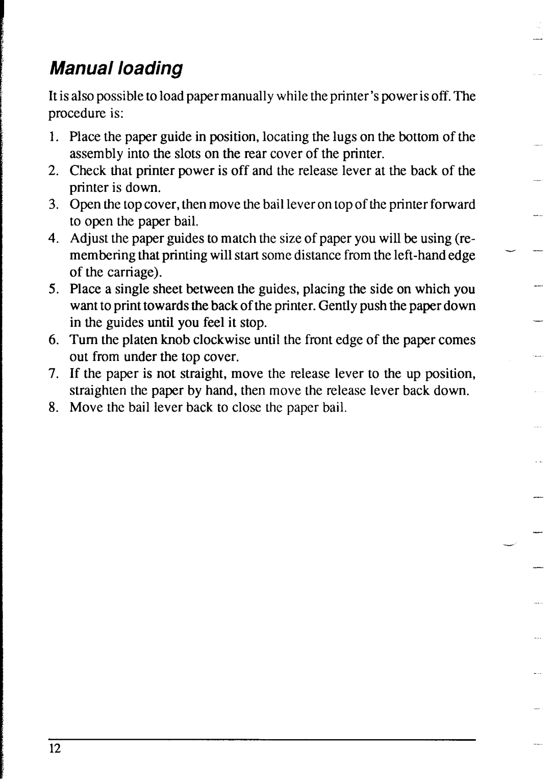 Star Micronics NX-2415 user manual Manual loading 