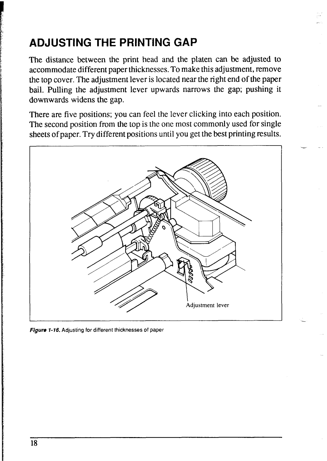 Star Micronics NX-2415 user manual Adjusting the Printing GAP 