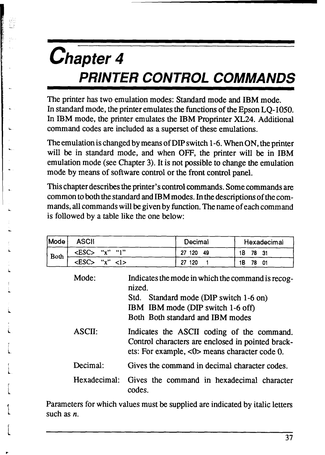 Star Micronics NX-2415 user manual Printer Control Commands 