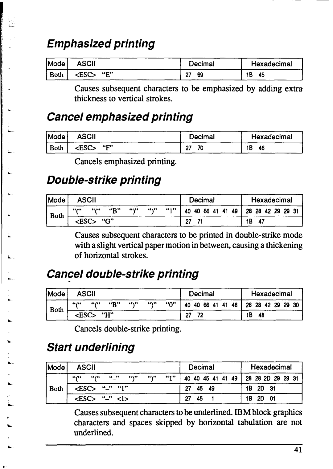 Star Micronics NX-2415 user manual Cancel emphasized printing, Double-strike printing, Cancel double-strike printing 