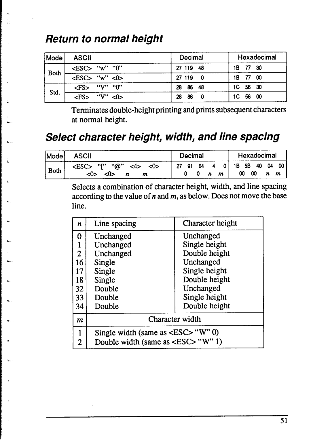 Star Micronics NX-2415 user manual Return to normal height, Select character height, width, and line spacing 