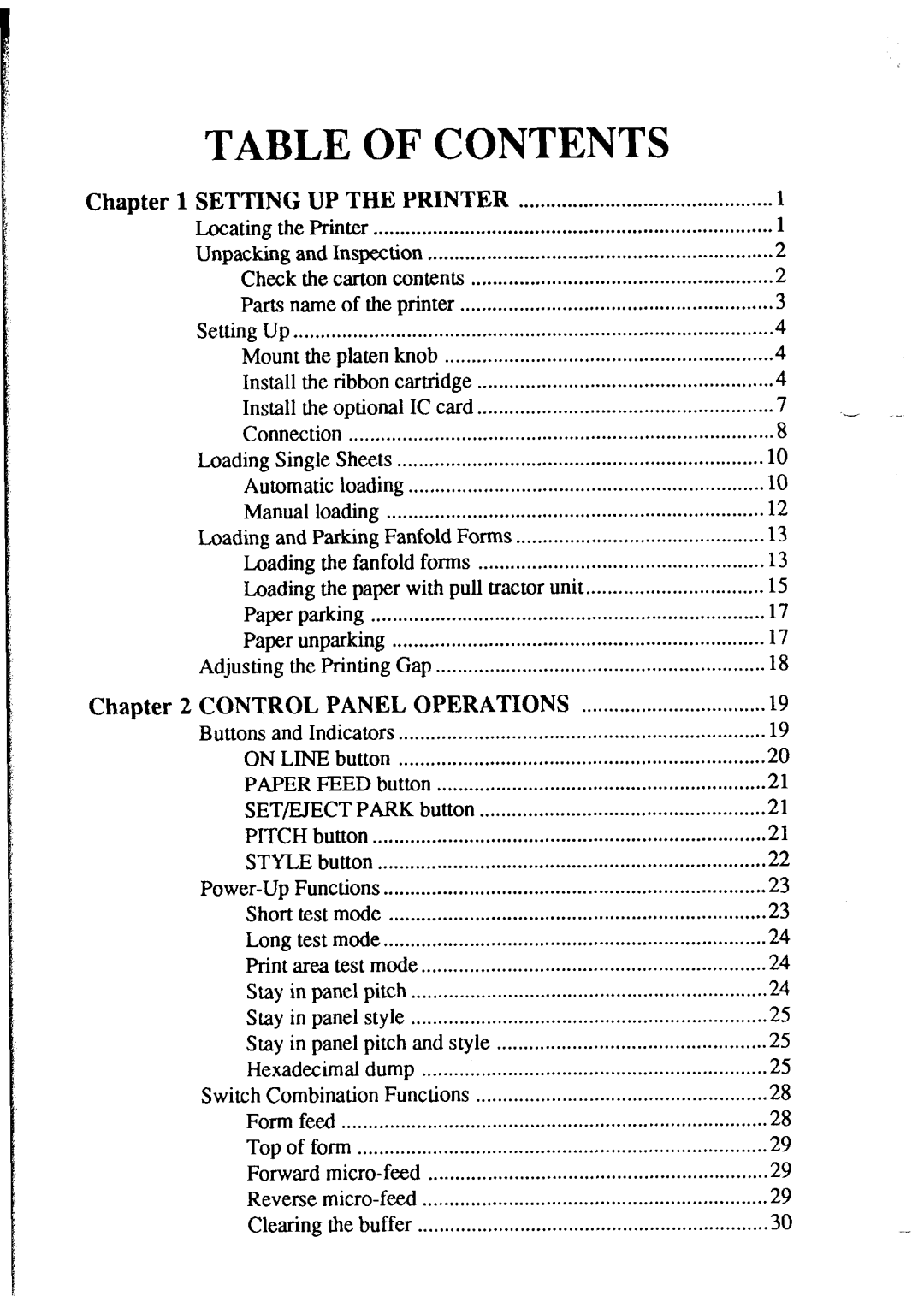 Star Micronics NX-2415 user manual Table of Contents 