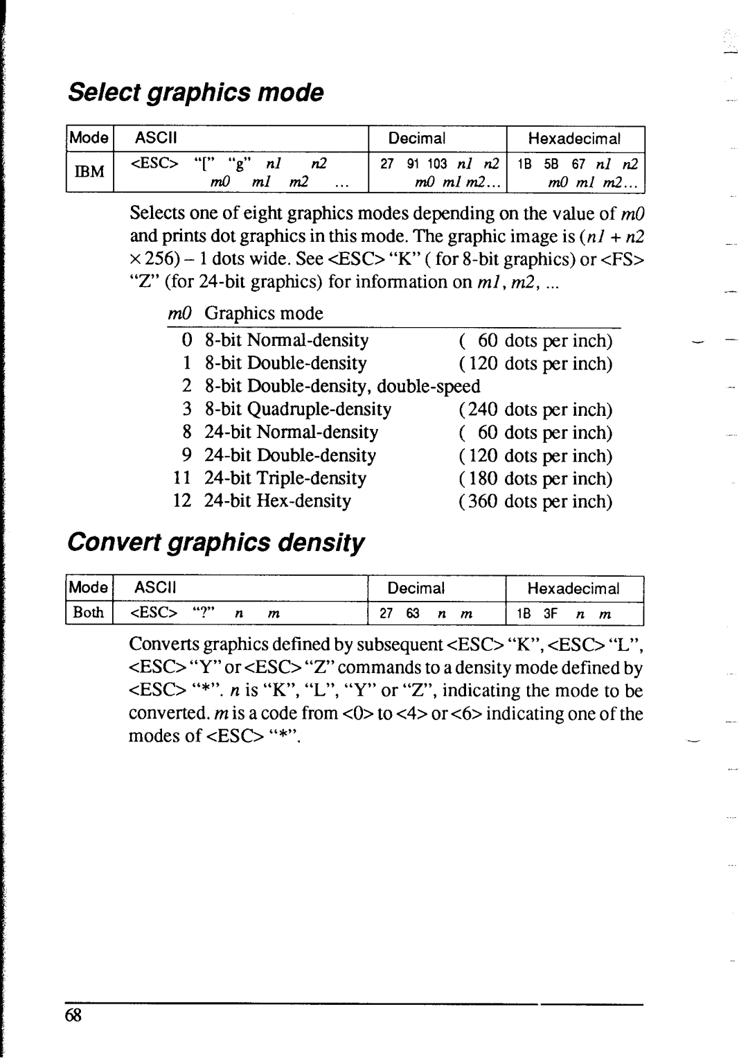 Star Micronics NX-2415 user manual Convert graphics density 