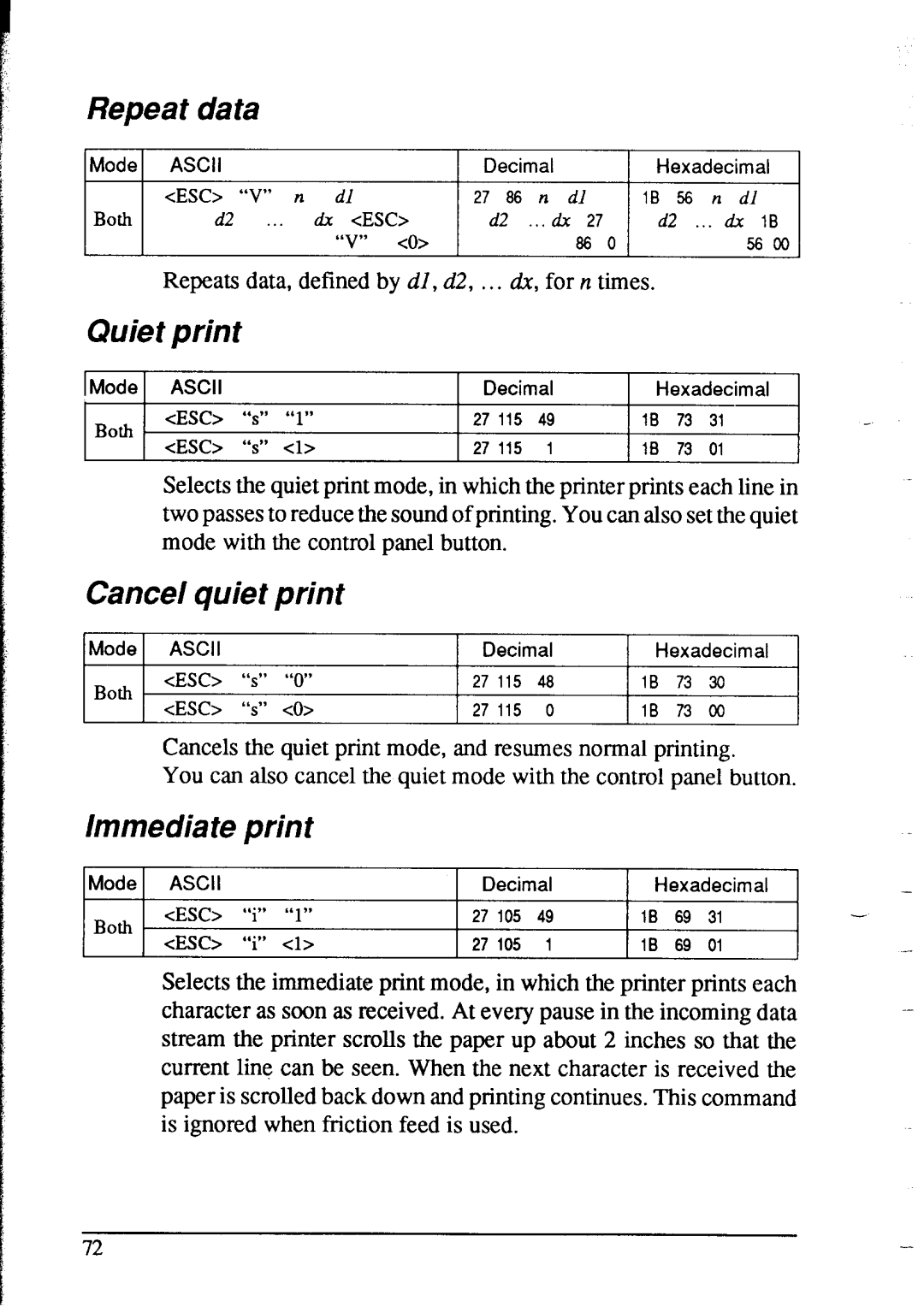 Star Micronics NX-2415 user manual Repeat data, Quiet print, Cancel quiet print, Lmmedia te print 