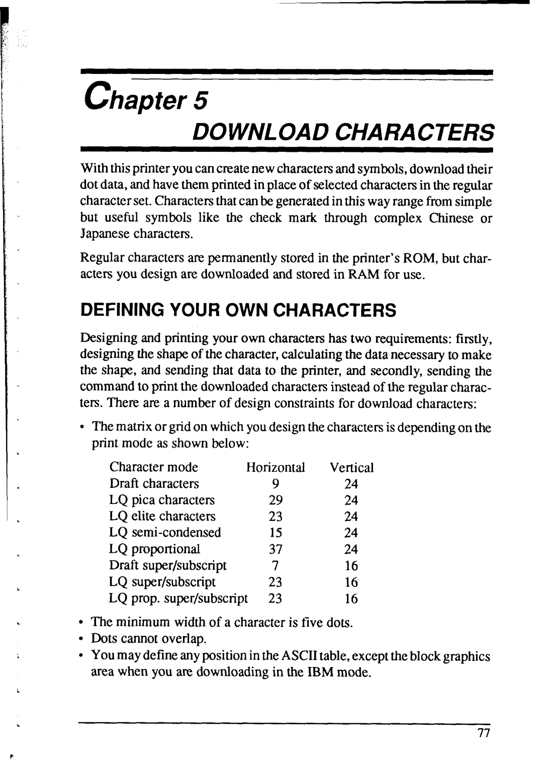 Star Micronics NX-2415 user manual Download Characters 