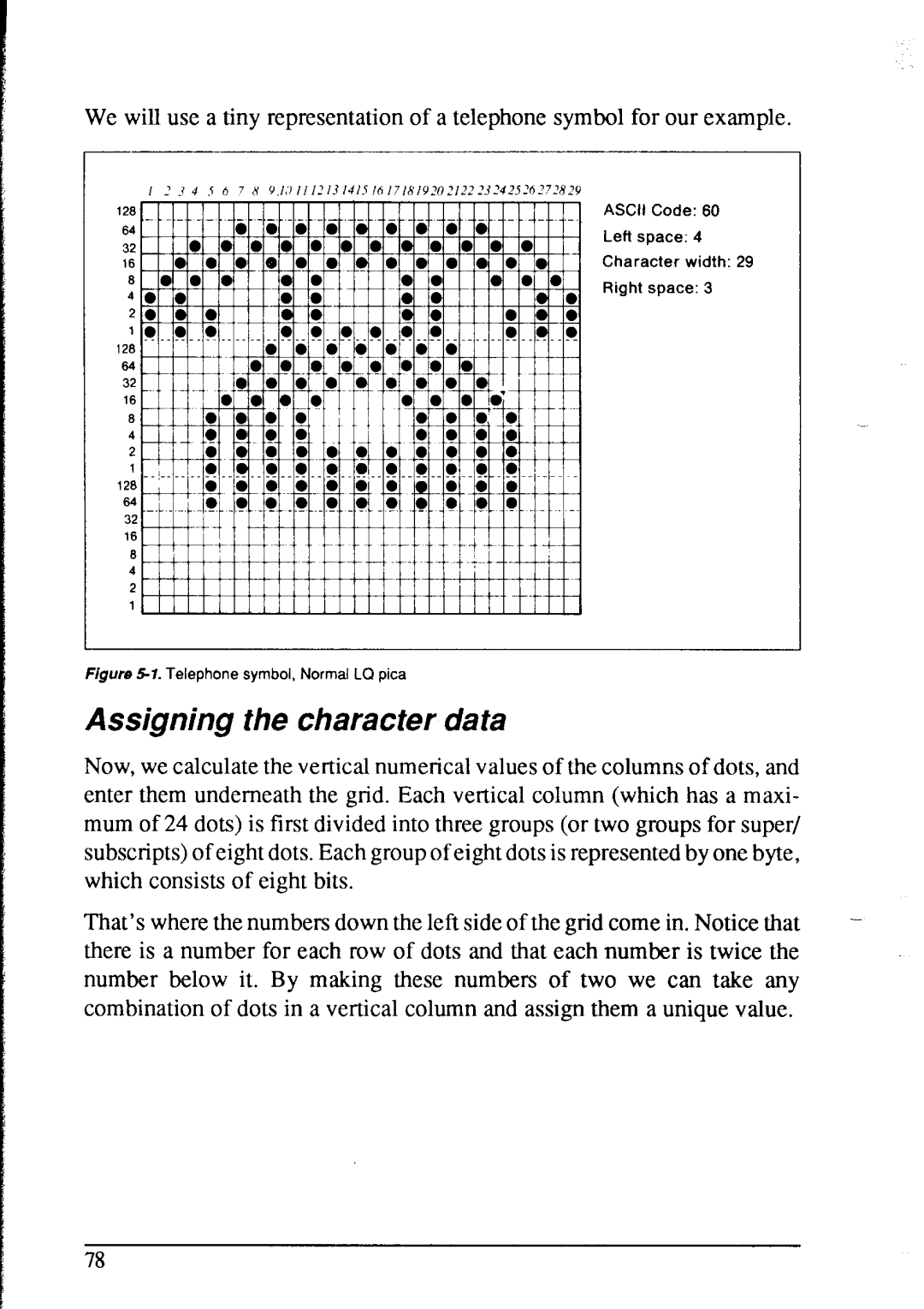 Star Micronics NX-2415 user manual Ascii Code Left space Character width Right space 