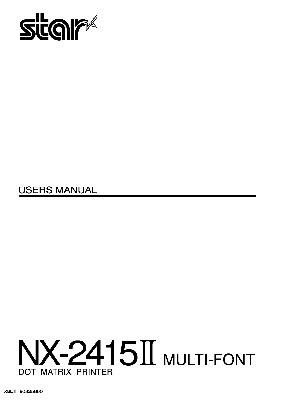 Star Micronics NX-2415II user manual Dot Matrix Printer, NX-2415 MULTI-FONT, Users Manual 