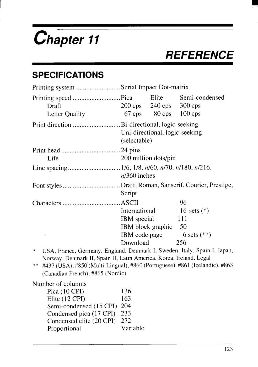 Star Micronics NX-2415II user manual Specifications 