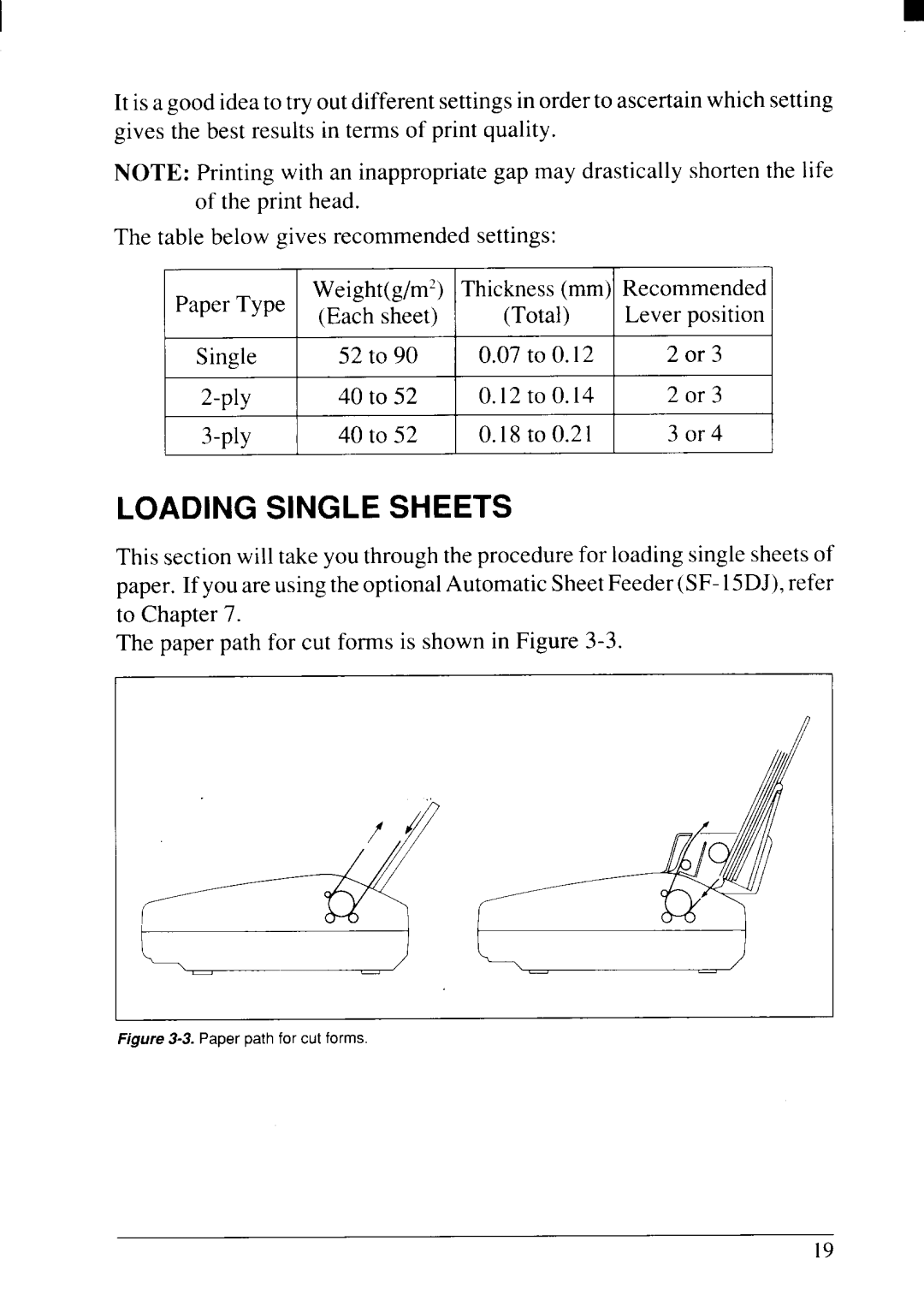 Star Micronics NX-2415II user manual Loading Single Sheets, 3 or 