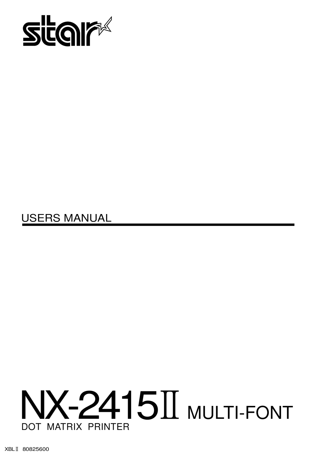 Star Micronics NX-2415II user manual NX-2415 MULTI-FONT 