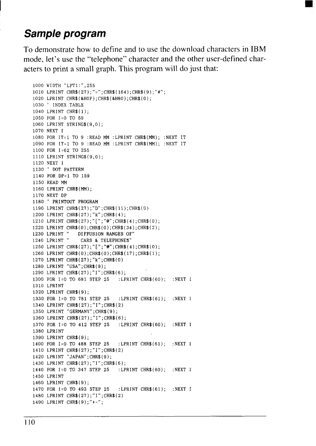 Star Micronics NX-2415II user manual Sample program 