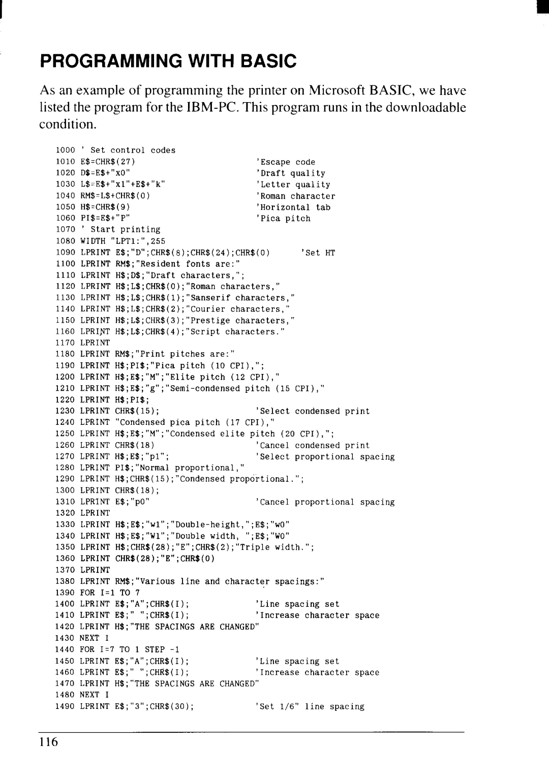 Star Micronics NX-2415II user manual Programming with Basic 