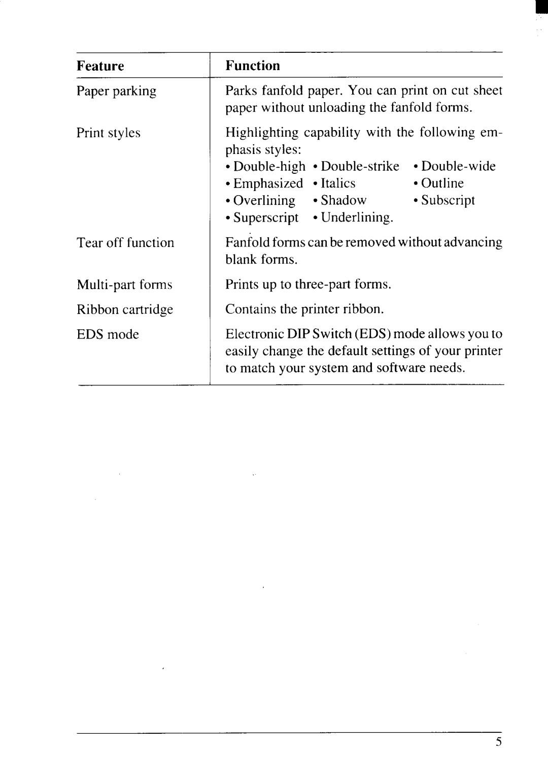 Star Micronics NX-2415II user manual Feature Function 