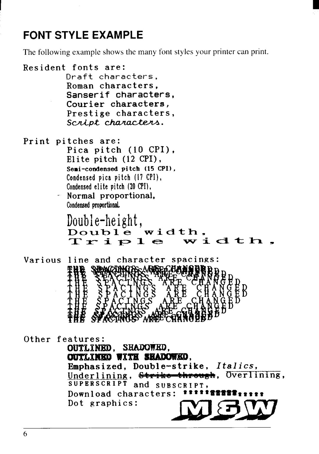 Star Micronics NX-2415II user manual Font Style Example, Sc.Jt.Lptdmmetwm 