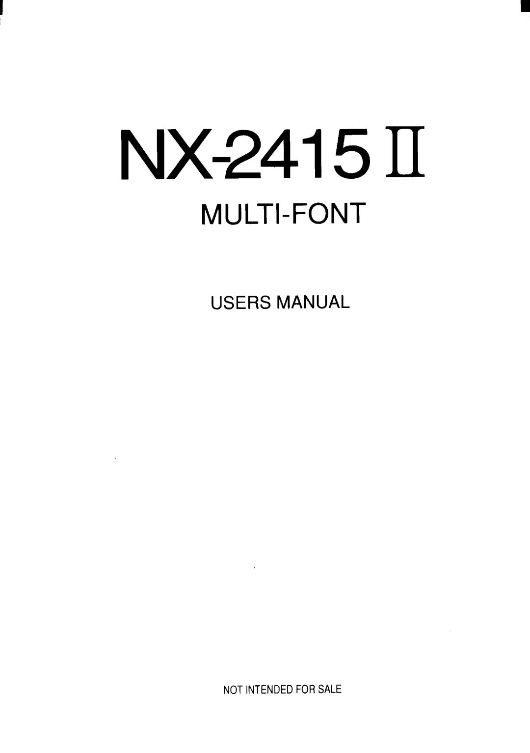 Star Micronics NX-2415II user manual 