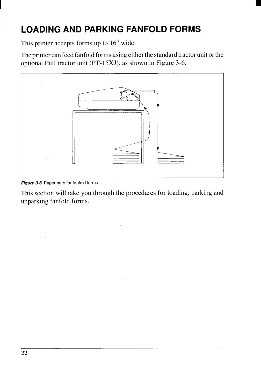 Star Micronics NX-2415II user manual Loading and Parking Fanfold Forms, Paper path tor tantold tOrmS 