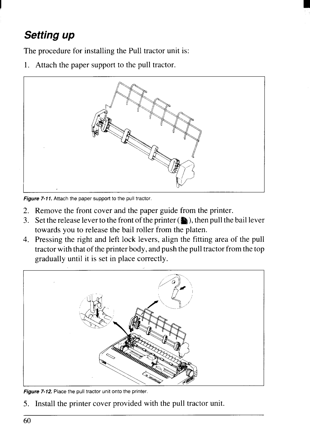 Star Micronics NX-2415II user manual Setting, Attach the paper support to the pull tractor 