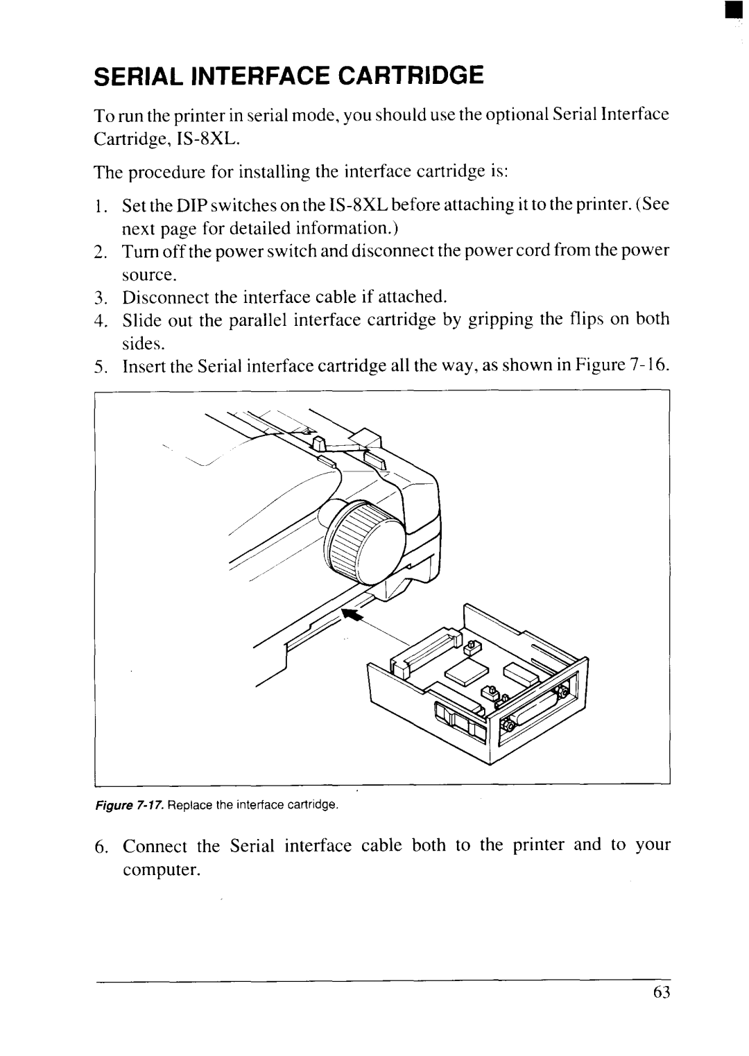 Star Micronics NX-2415II user manual Serial Interface Cartridge, Replace the interface cartridge 