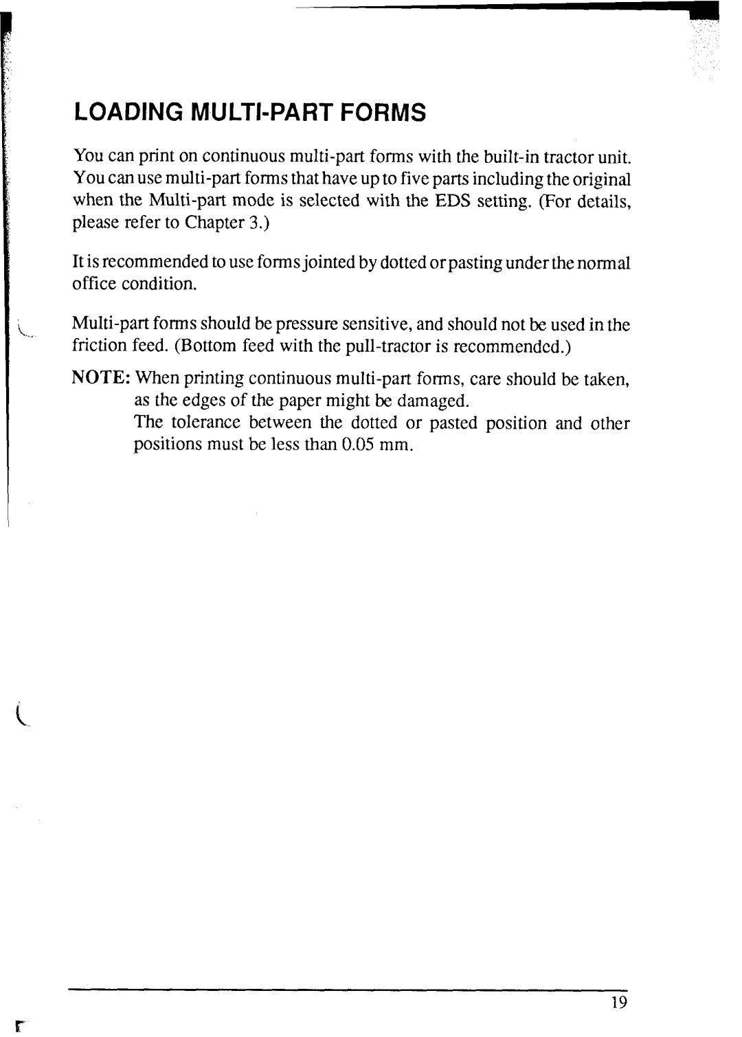 Star Micronics NX-2420 user manual Loading MULTI-PART Forms 