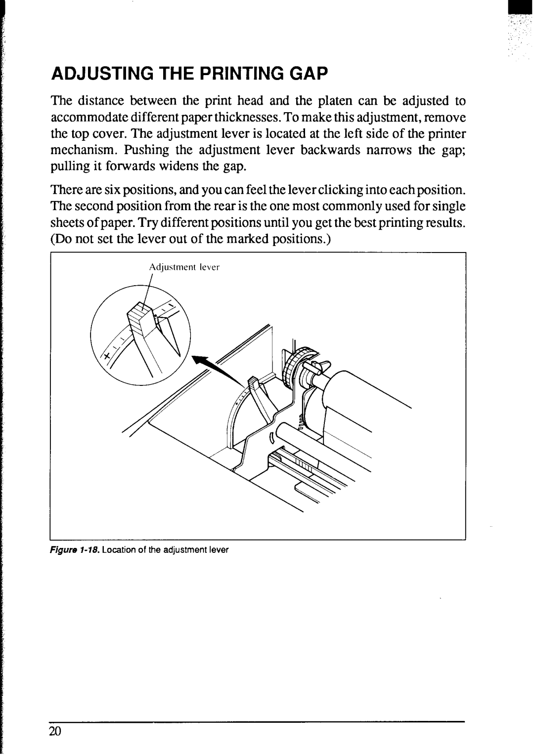 Star Micronics NX-2420 user manual Adjusting the Printing GAP 