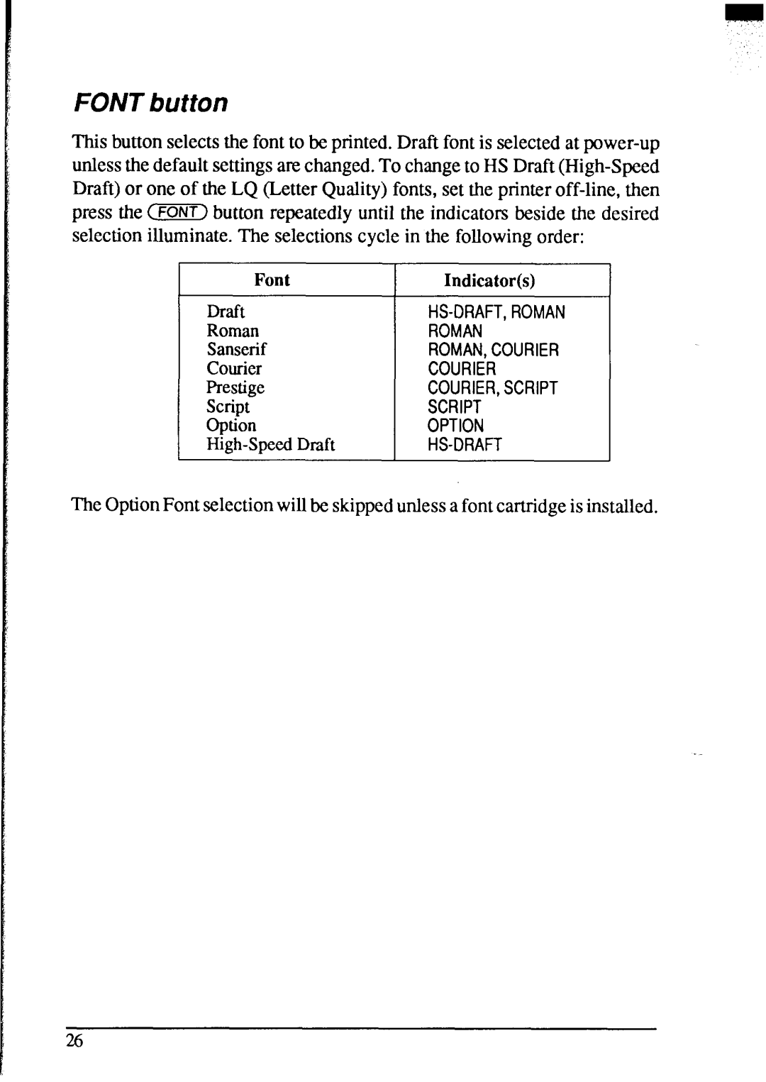 Star Micronics NX-2420 user manual Font button 