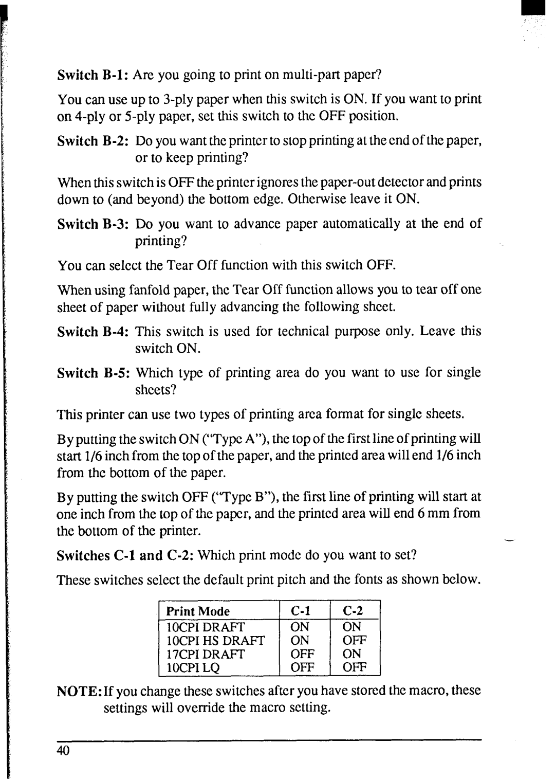 Star Micronics NX-2420 user manual 1OCPIDRAFT 1OCPIHS Draft OFF 17CPIDRAFT 