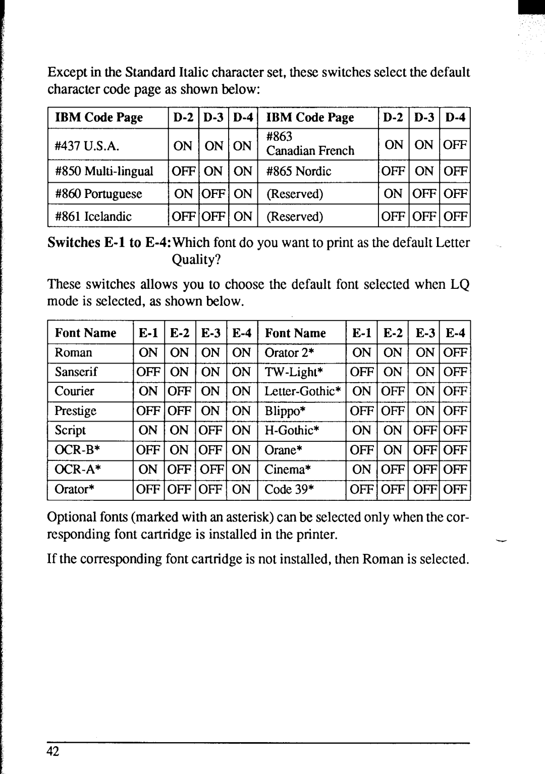 Star Micronics NX-2420 user manual LoFFloFFloml 