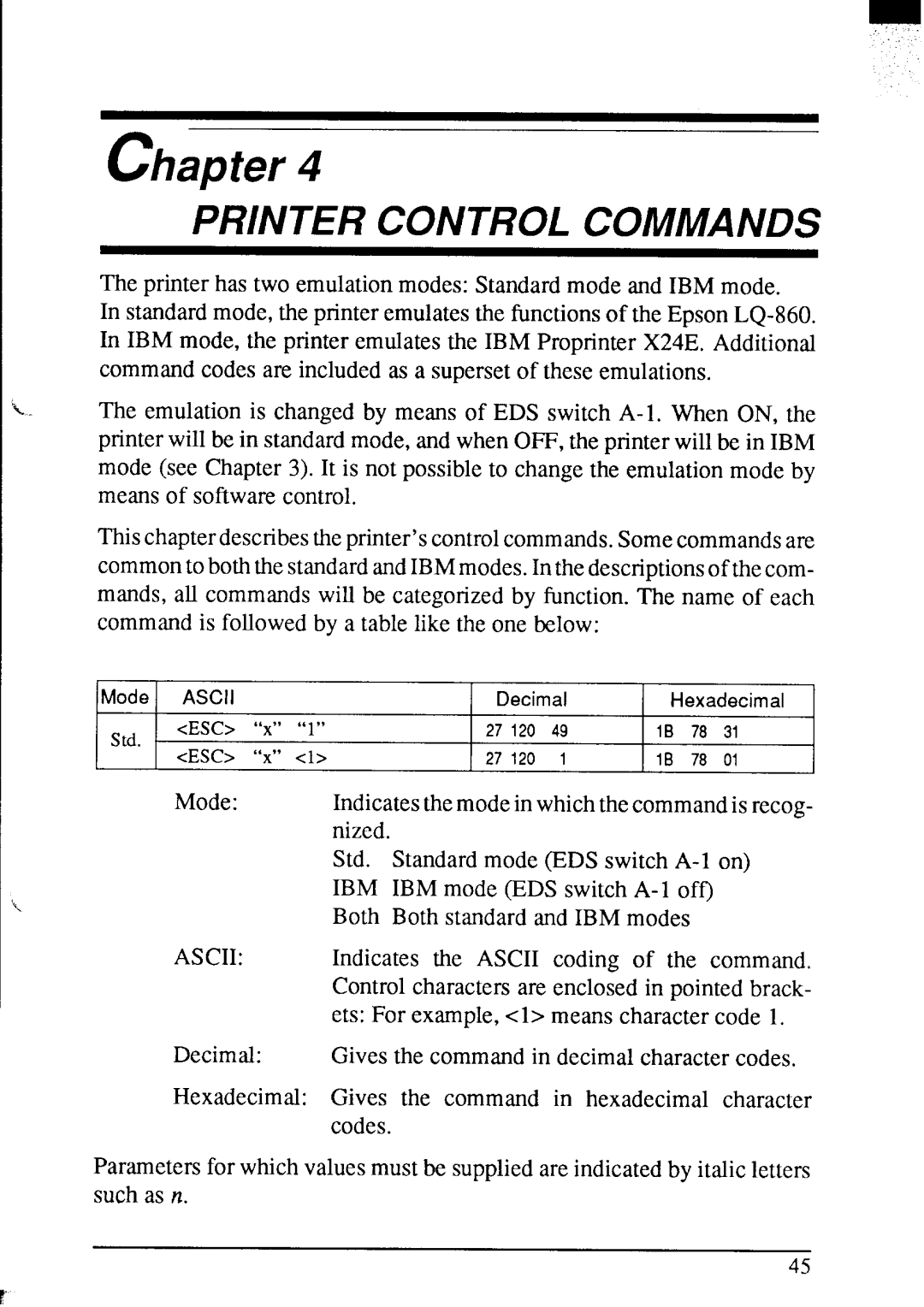 Star Micronics NX-2420 user manual Printer Control Commands 