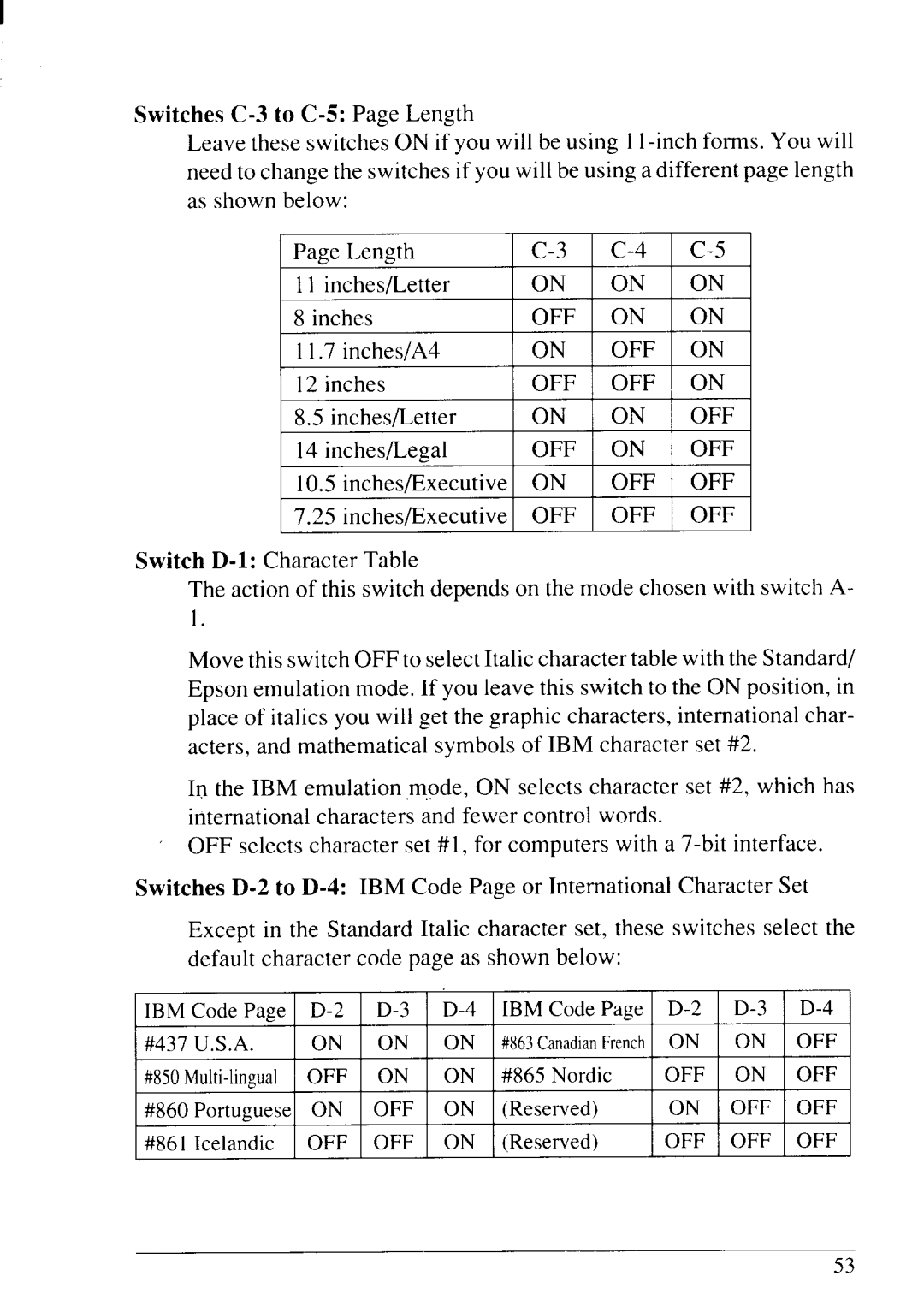 Star Micronics NX-2430 manual Off I Off I Off 