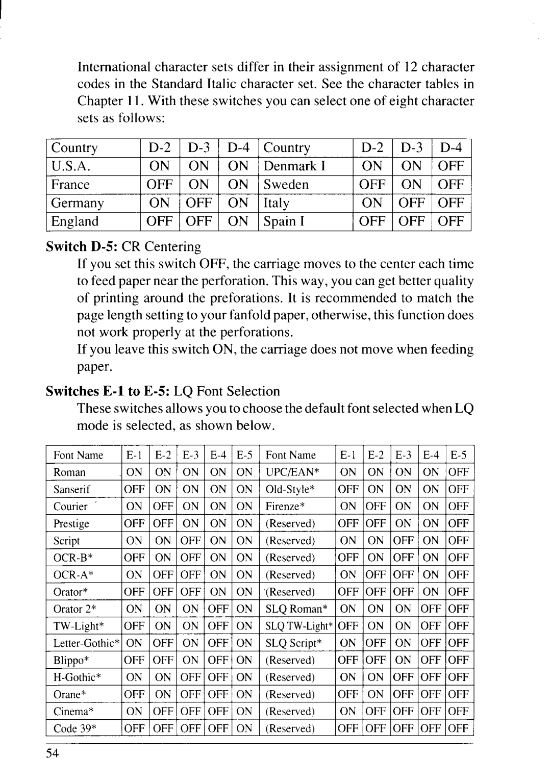 Star Micronics NX-2430 manual Off 