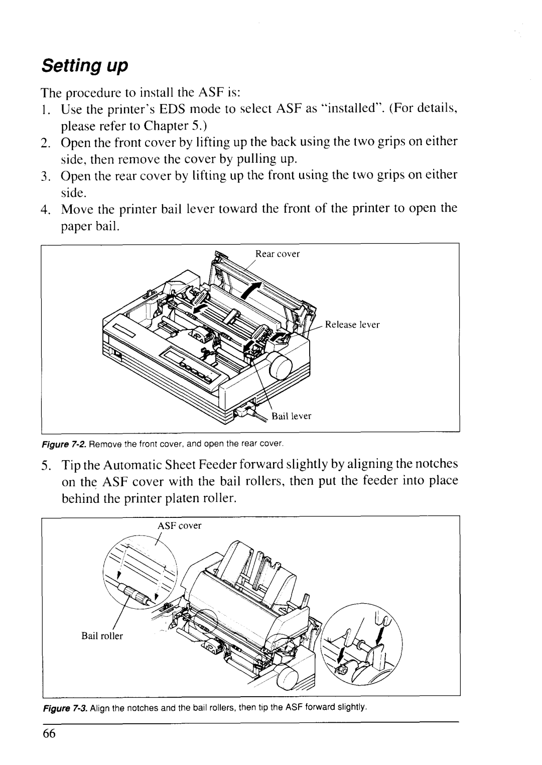 Star Micronics NX-2430 manual Setting up, Remove the front cover, and open the rear cover 