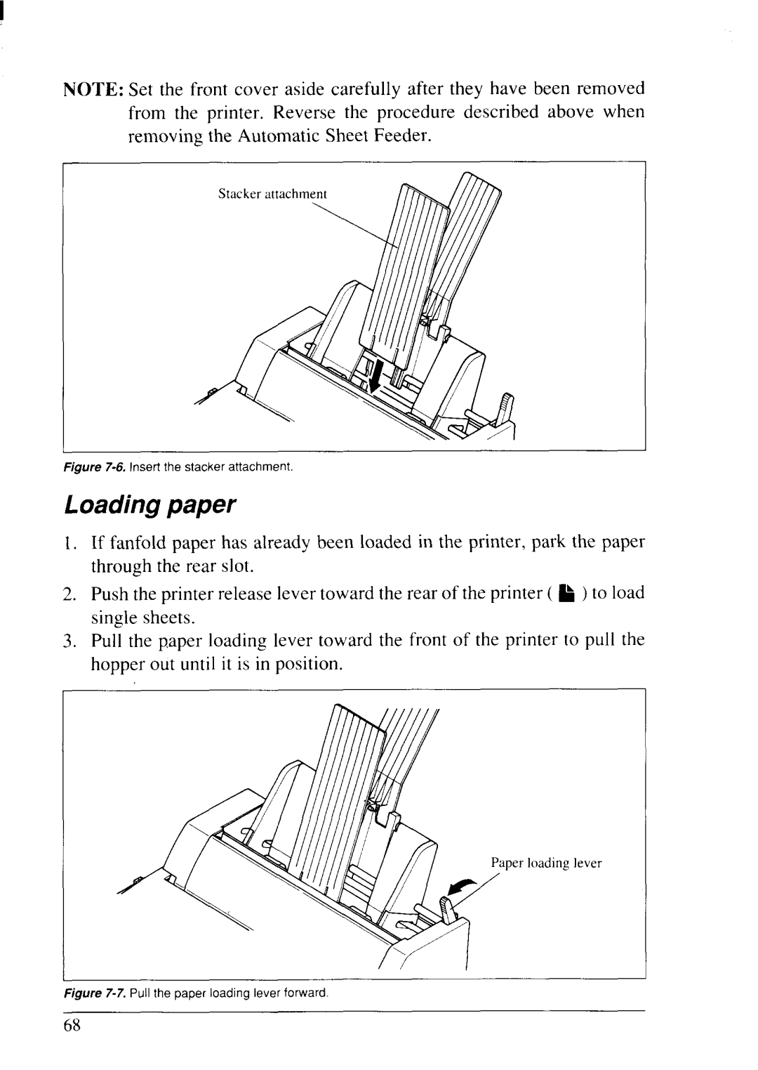 Star Micronics NX-2430 manual Loading paper, Insert the stacker attachment 