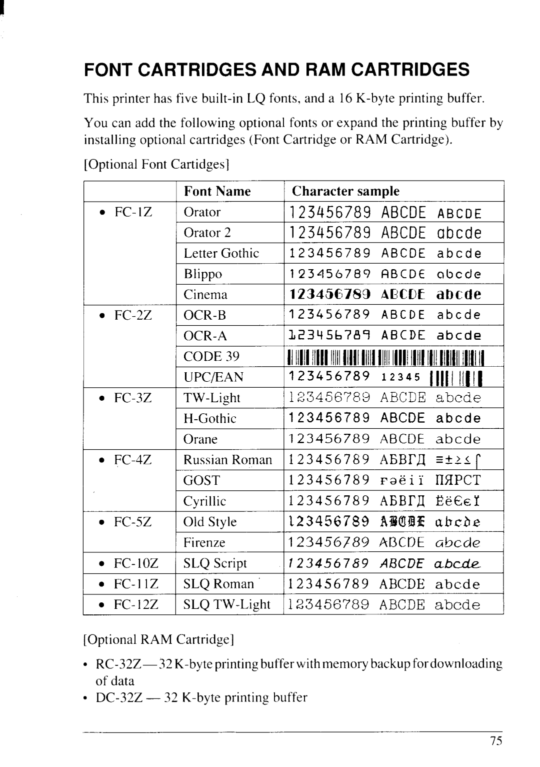 Star Micronics NX-2430 manual Font Cartridges and RAM Cartridges, Blippo 