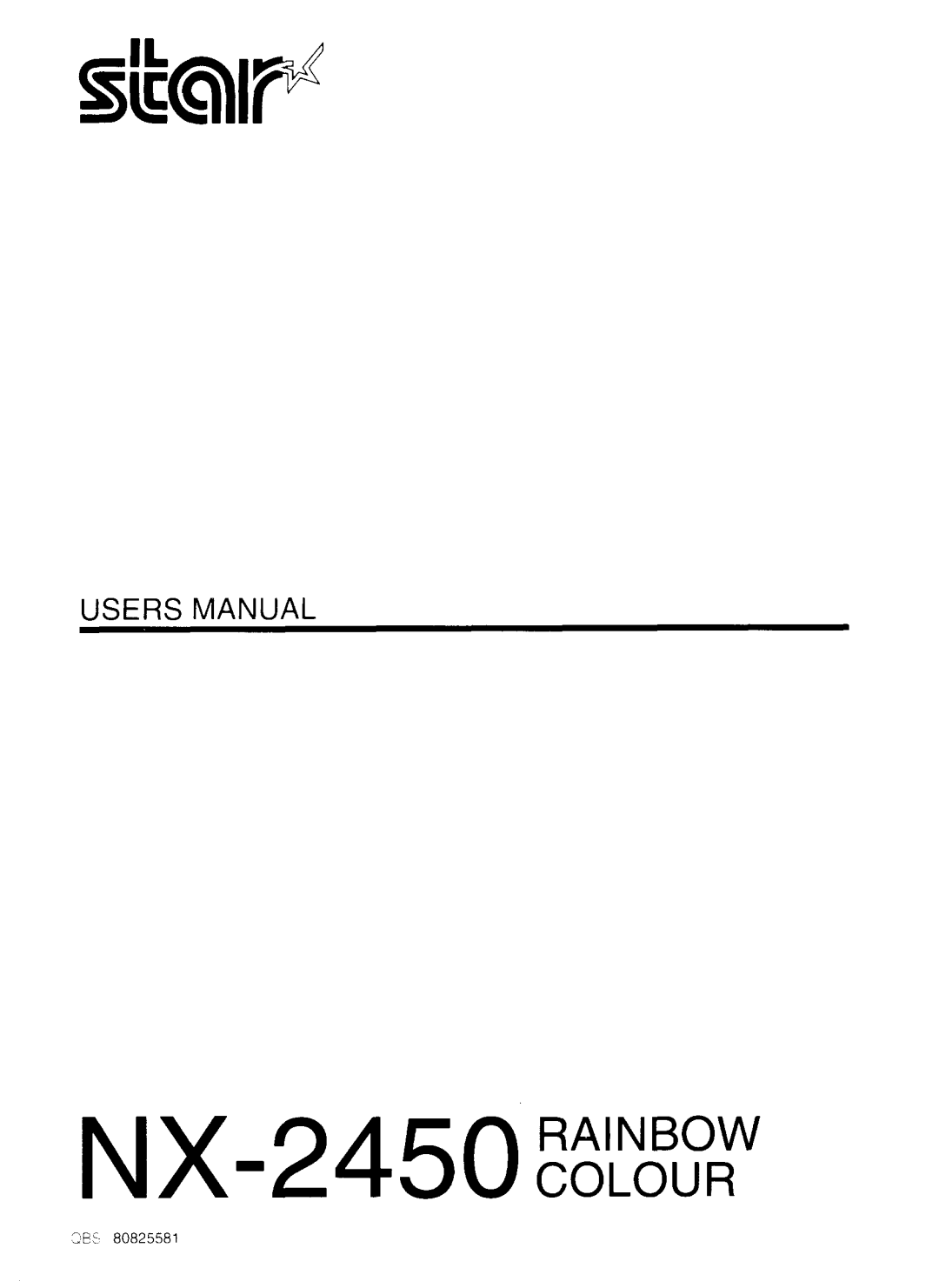 Star Micronics manual NX-2450EY!RH 