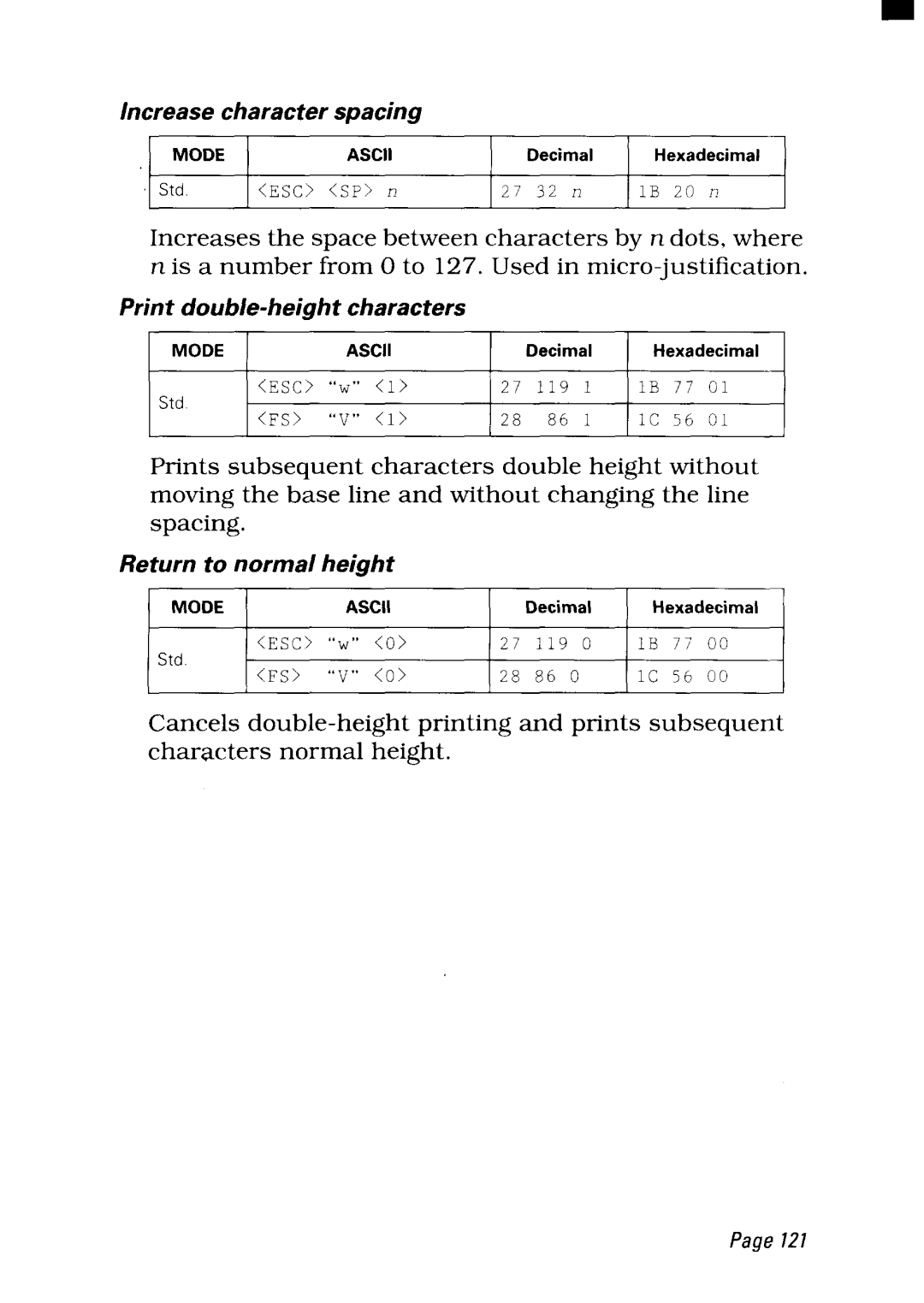 Star Micronics NX-2450 manual Increasecharacterspacing 