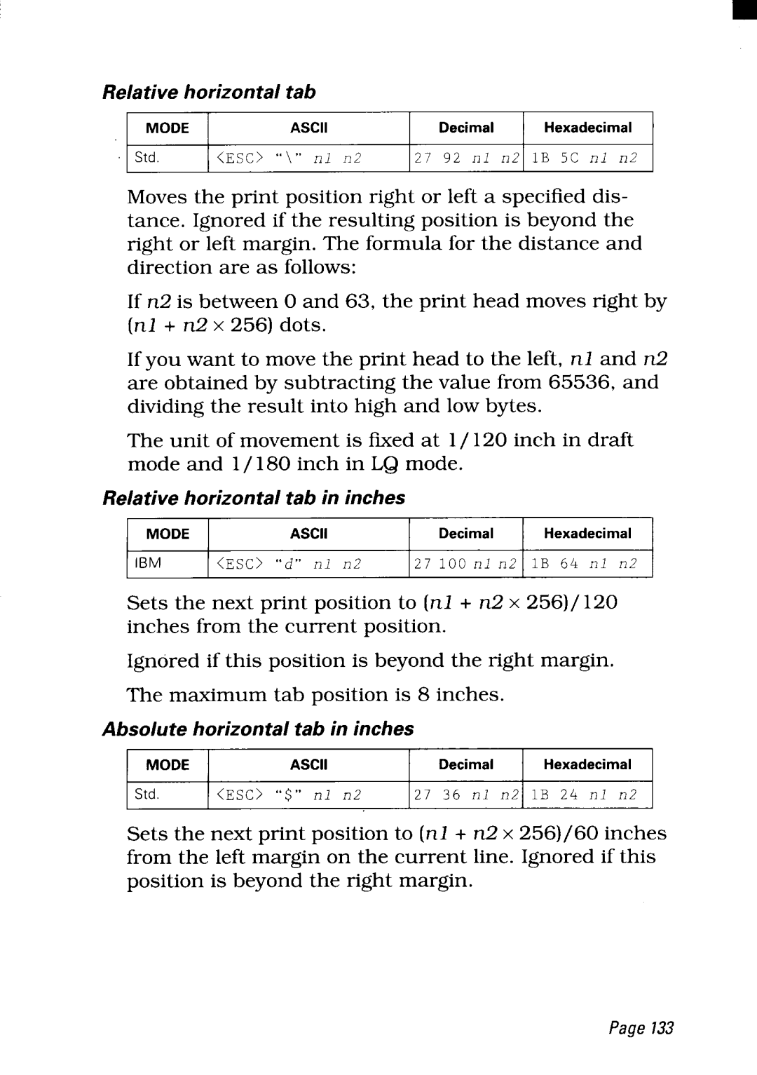 Star Micronics NX-2450 manual Relativehorizontal tab 