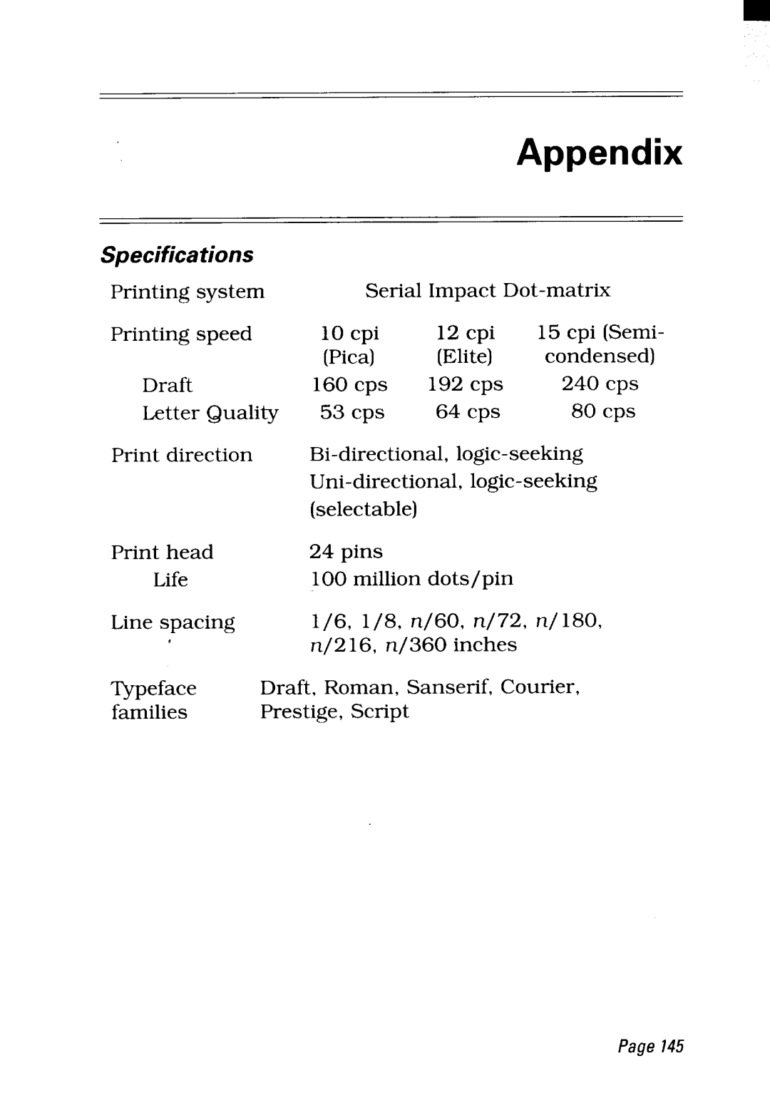 Star Micronics NX-2450 manual Appendix 