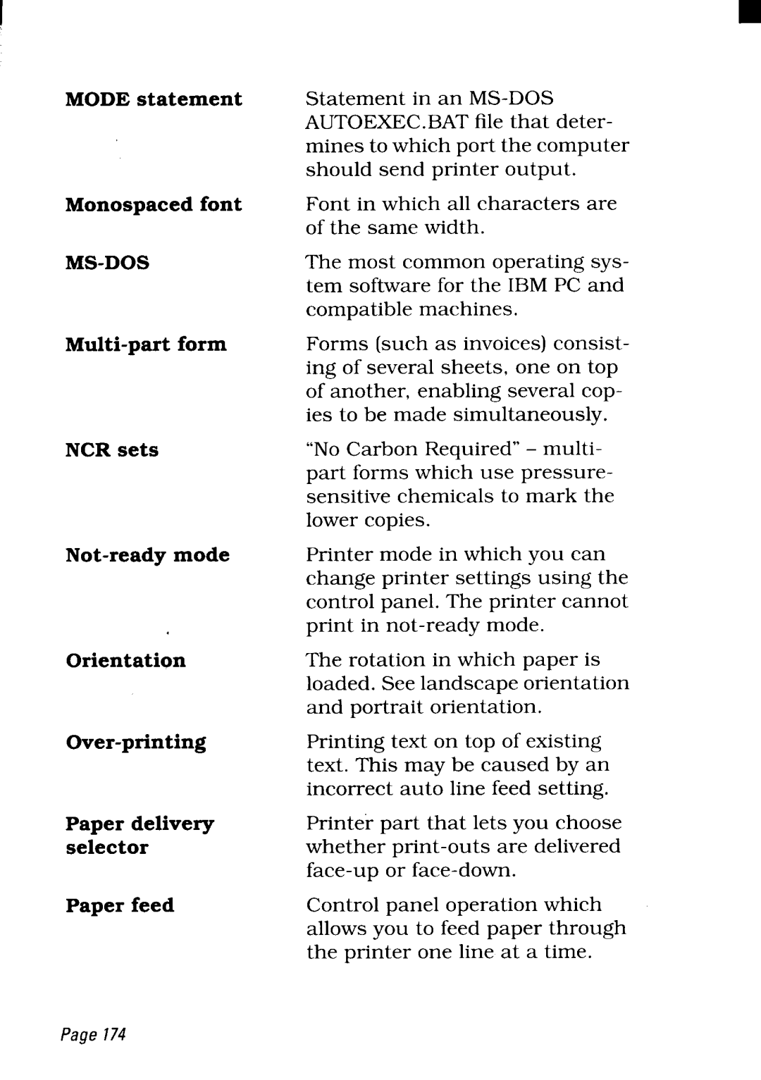 Star Micronics NX-2450 manual Ms-Dos 