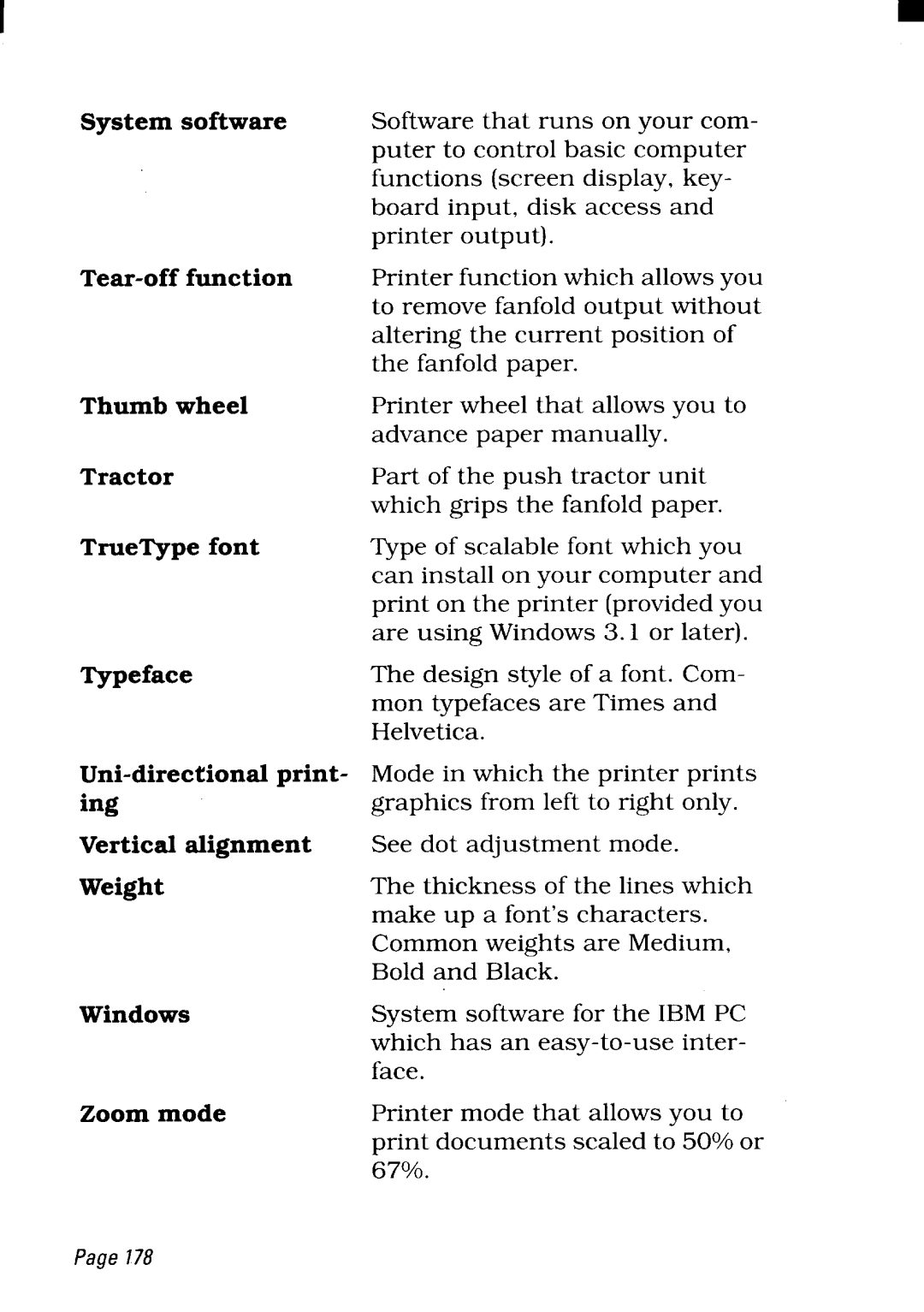 Star Micronics NX-2450 manual Thumb wheel Tractor TrueType font 