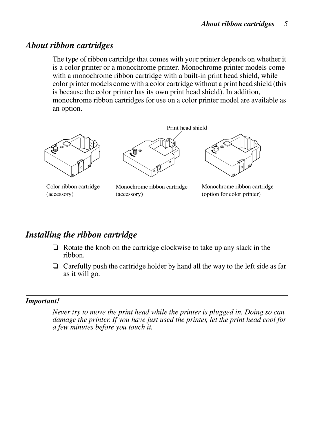 Star Micronics NX-2460C, LC-240C user manual About ribbon cartridges, Installing the ribbon cartridge 