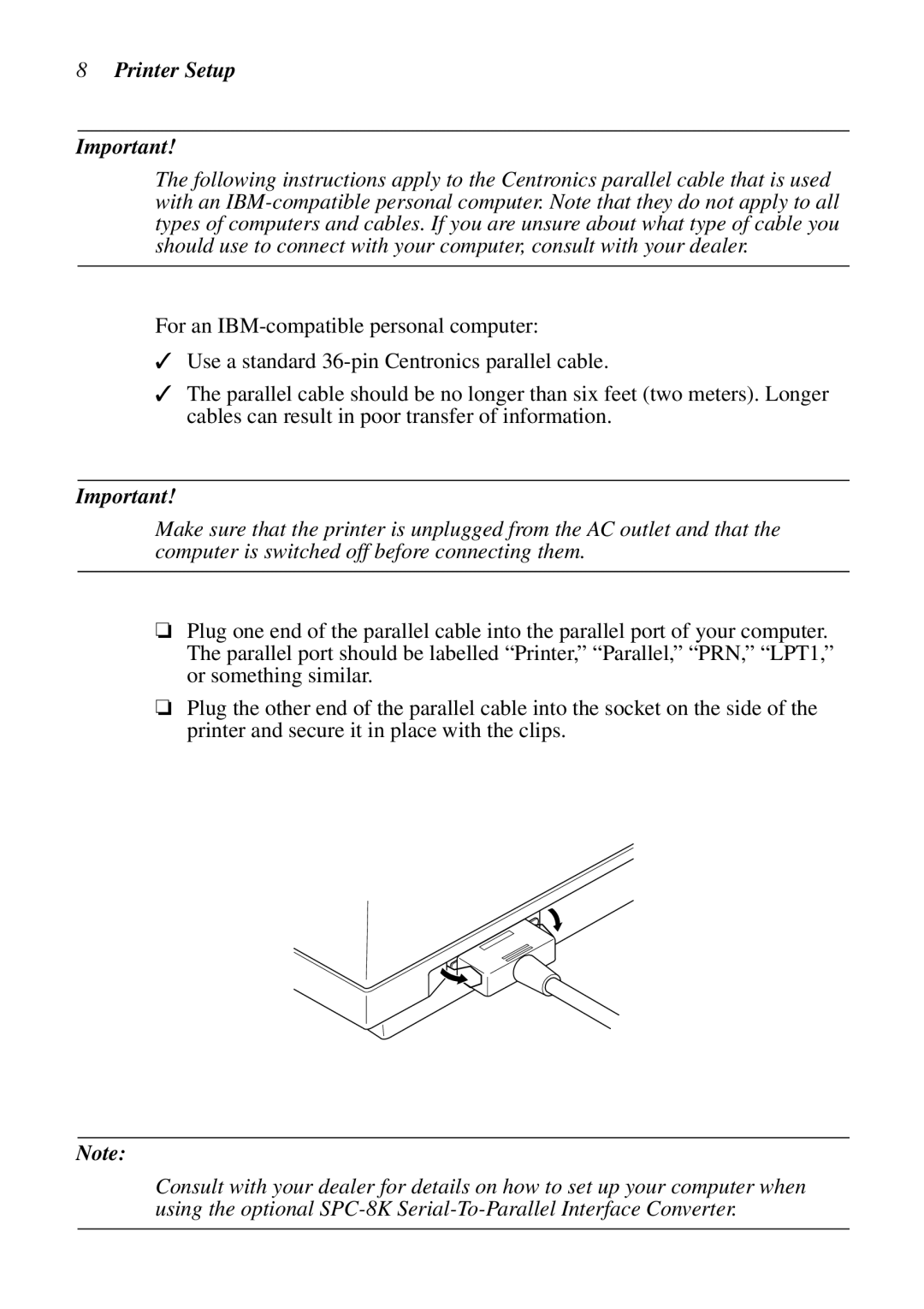 Star Micronics LC-240C, NX-2460C user manual Printer Setup 