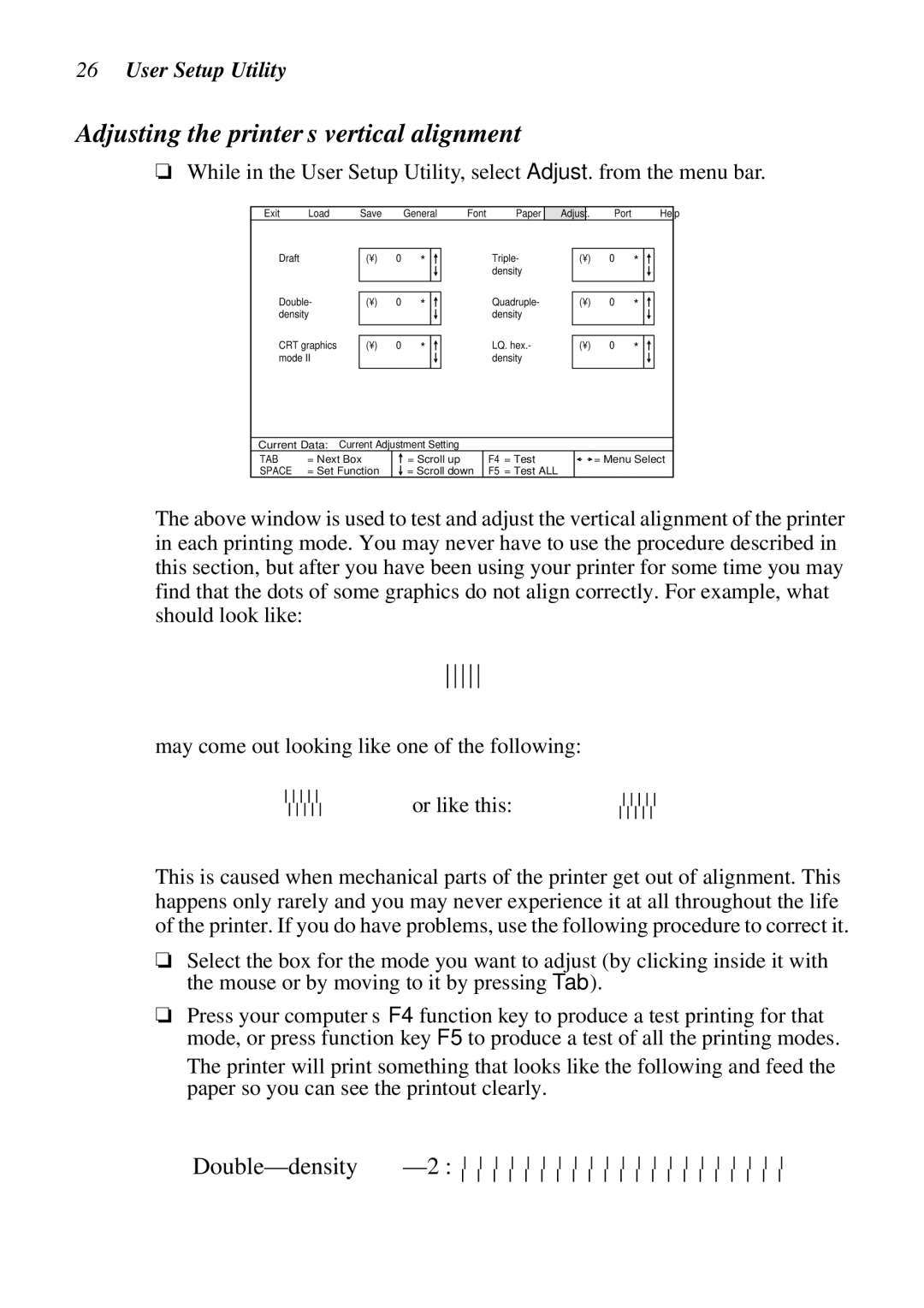 Star Micronics NX-2460C, LC-240C user manual Adjusting the printer’s vertical alignment, Double-density 