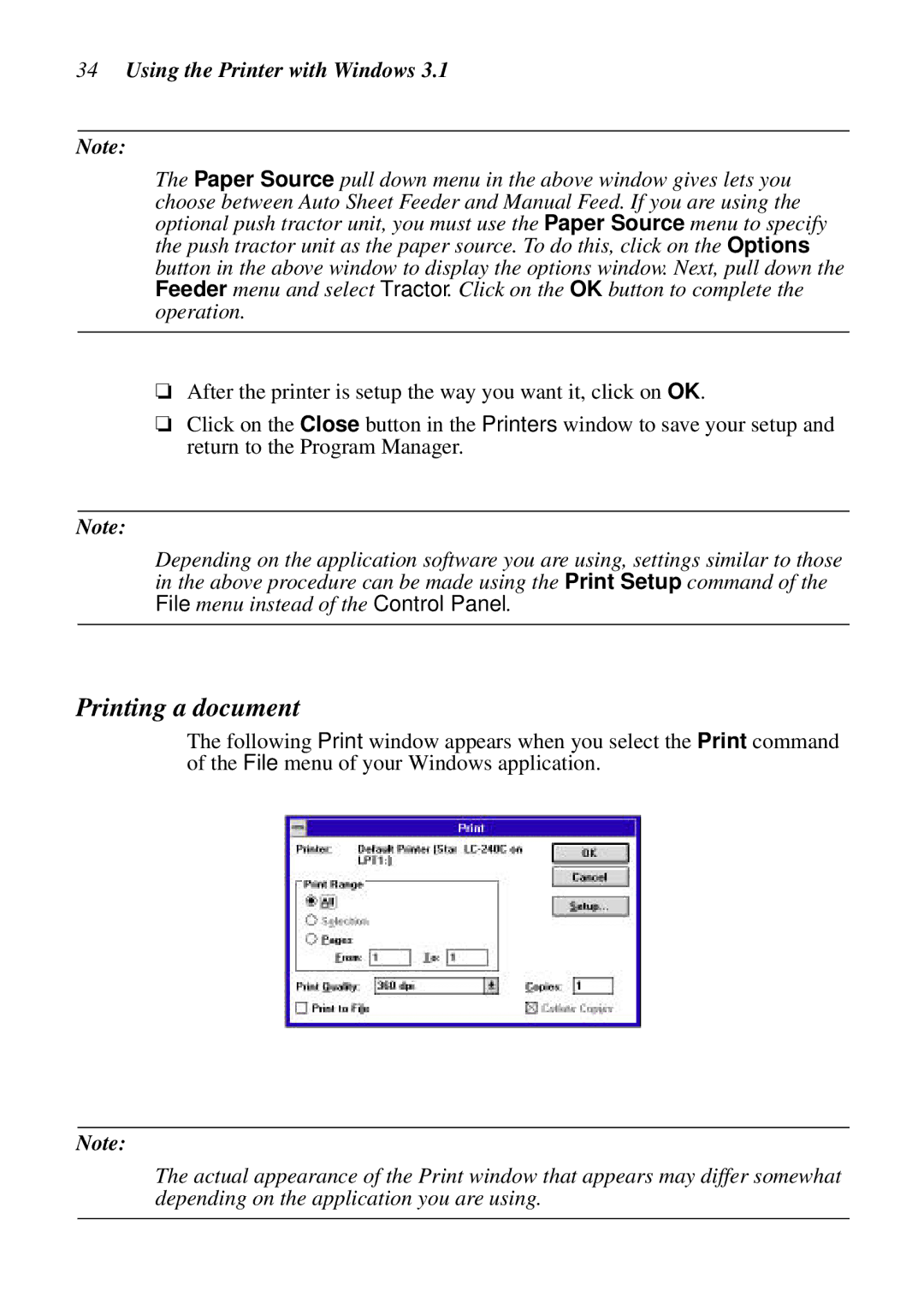 Star Micronics NX-2460C, LC-240C user manual Printing a document 