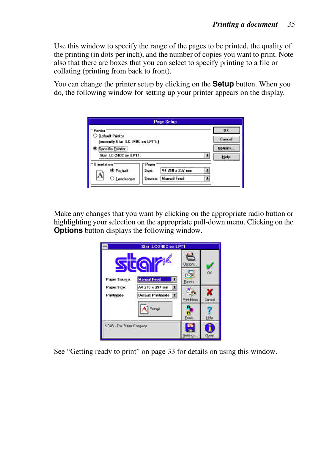 Star Micronics NX-2460C, LC-240C user manual Printing a document 