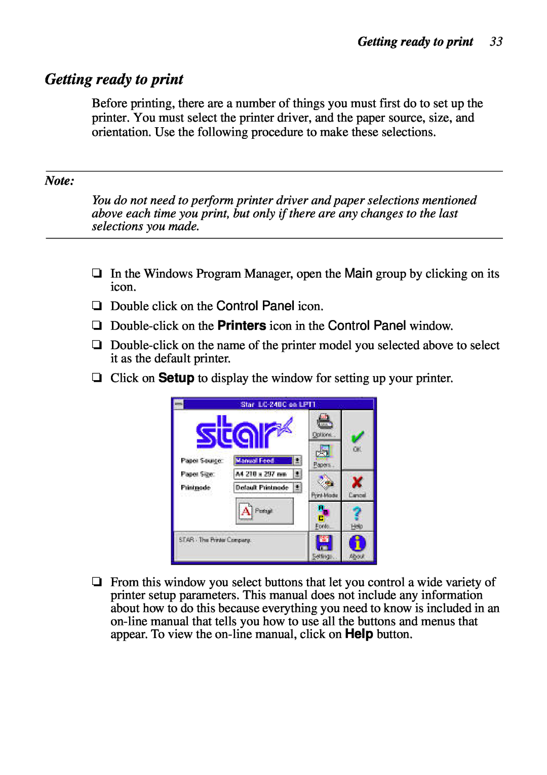 Star Micronics NX-2460C user manual Getting ready to print 