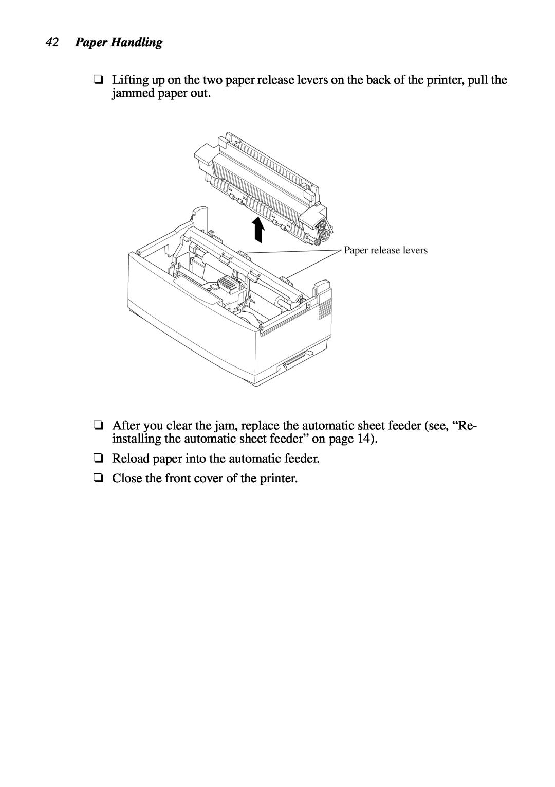 Star Micronics NX-2460C user manual Paper Handling, Paper release levers 