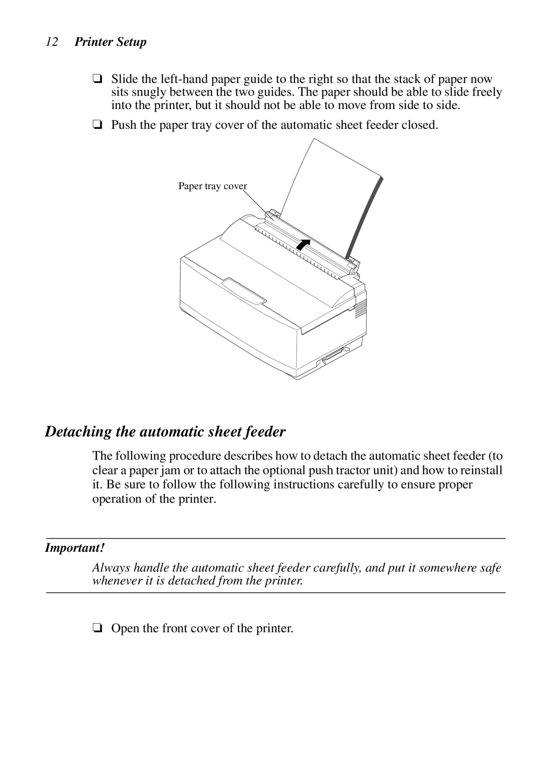 Star Micronics NX-2460C user manual Detaching the automatic sheet feeder 