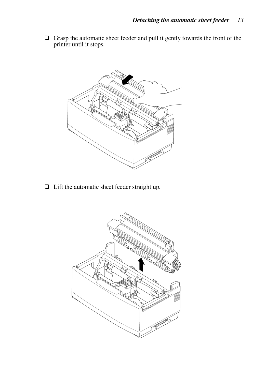 Star Micronics NX-2460C user manual Detaching the automatic sheet feeder 