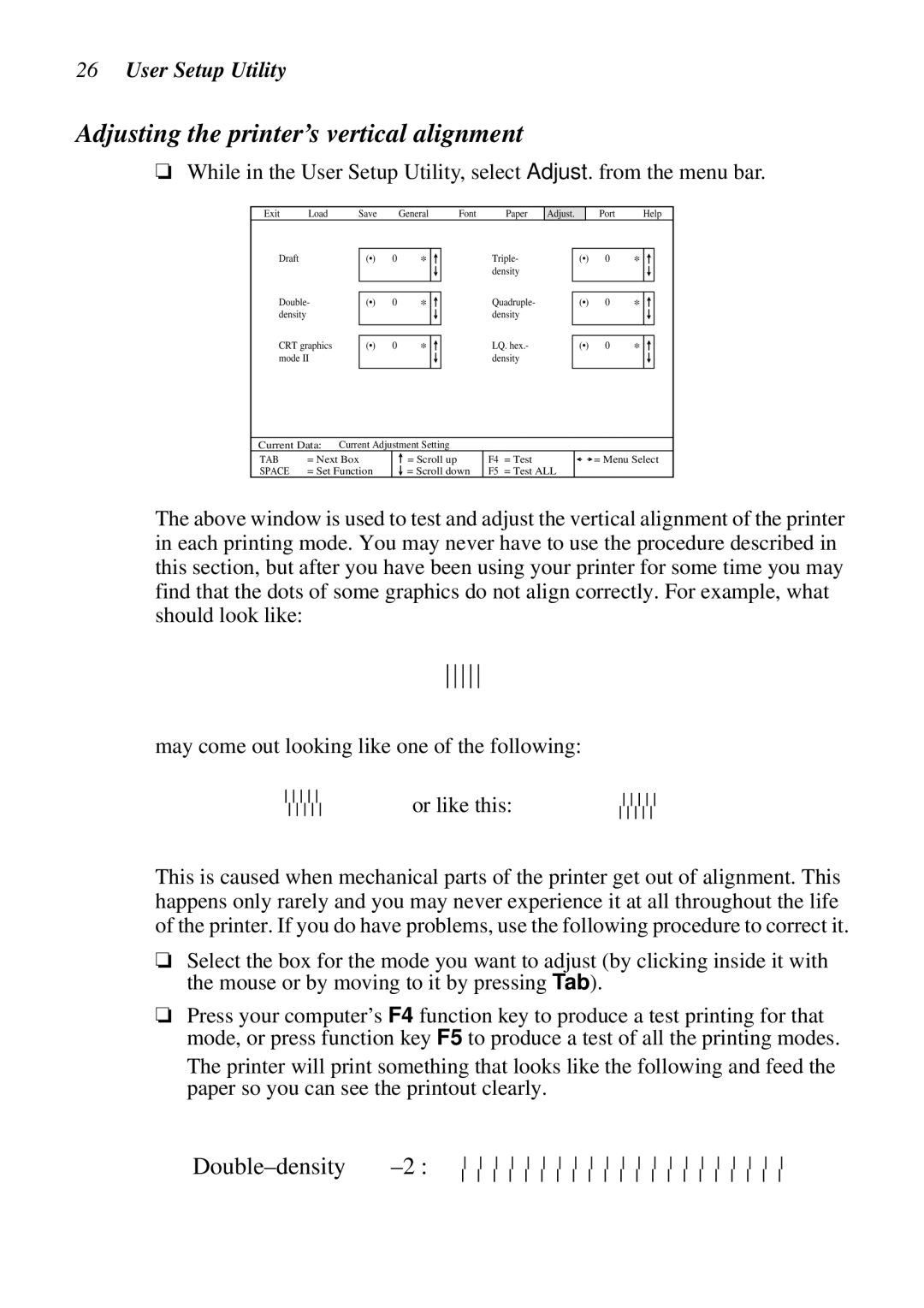 Star Micronics NX-2460C user manual Adjusting the printer’s vertical alignment, Double-density 